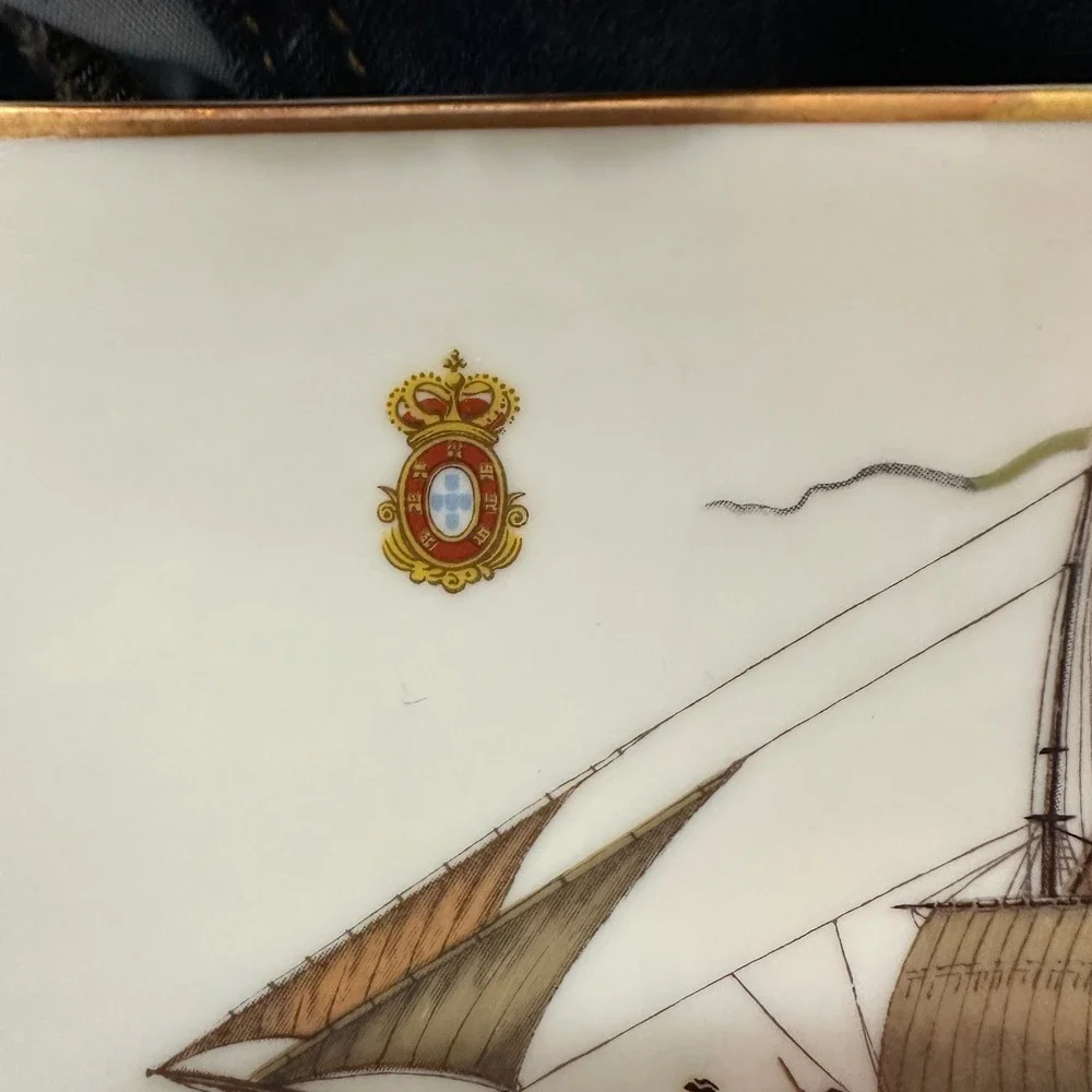 Vista Alegre Porcelain Ashtray Lancha Bombardeira 1798 Museu Marinha Portugal